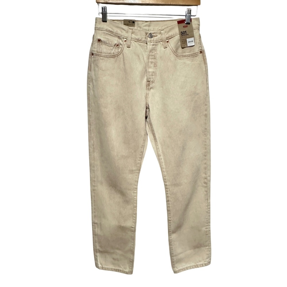 NEW Levi's 501 Original Jeans Women 28x30 Beige Straight Leg Button Fly Denim